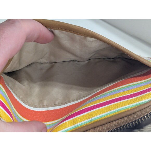 4/$12 Colorful Striped Zip Around Wristlet - Picture 4 of 4